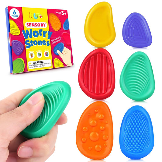 Sensory Stones for Kids | 6-Piece Fidget Stress Relief Set for Ages 3+(2 set, 12PCS in total)