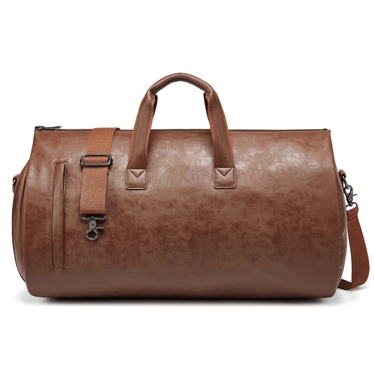 Brown PU Leather Travel Duffel with Shoe Compartment | Perfect hospital bag for Mama!