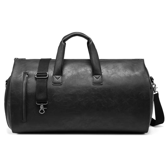 Black PU Leather Travel Duffel Bag with Shoe Compartment | Perfect hospital bag for Mama!
