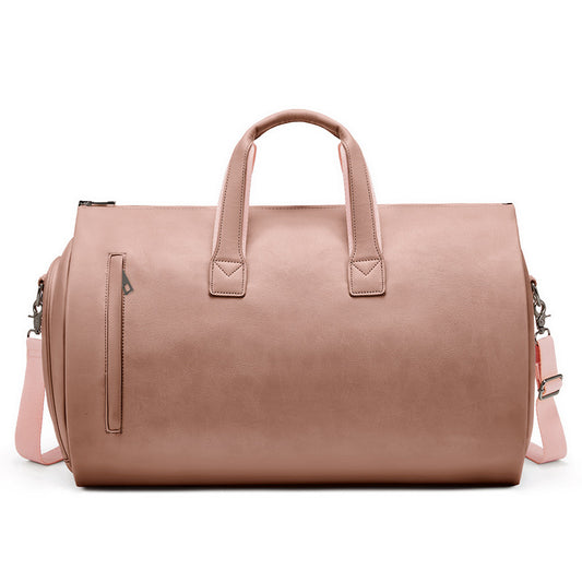 Champagne PU Leather Travel Duffel Bag with Shoe Compartment | Perfect hospital bag for Mama!