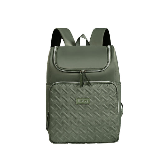 Green Stylish Quilted Diaper Bag Backpack - Large 17L Capacity Lightweight Nappy Bag for Mum