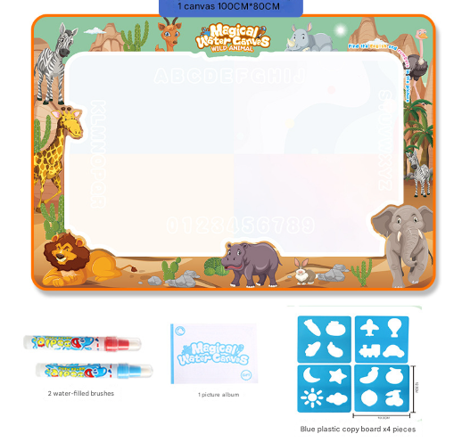 African animals Giant Aqua Magic Doodle Mat 100x80cm - Mess-Free Reusable Water Drawing Pad for Creative Kids