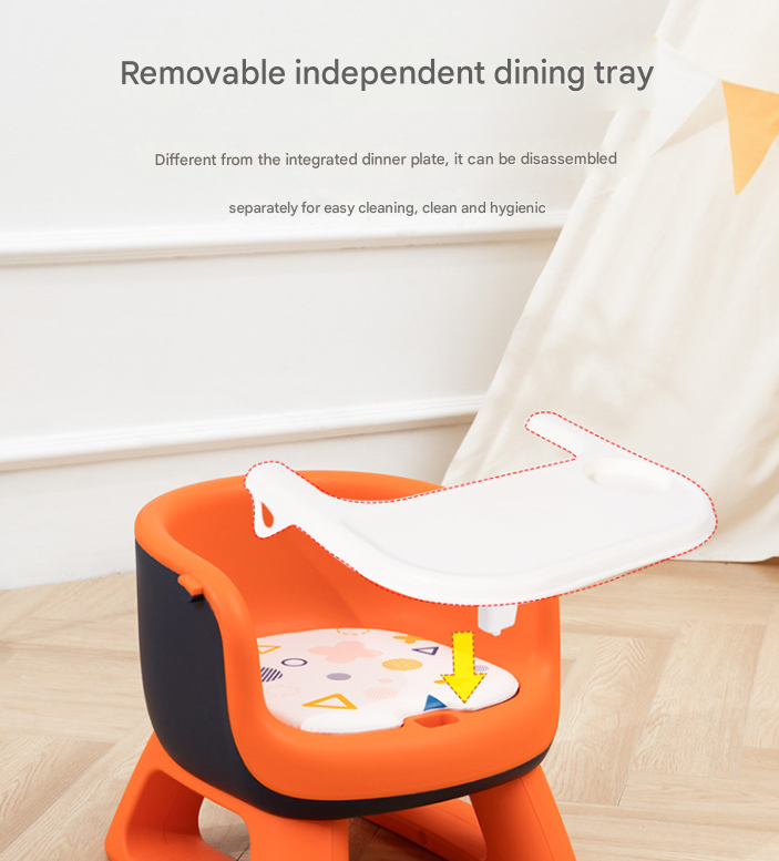 Grey Baby Floor Seat & Booster Dining Chair with Removable Tray - Safe, Stable & Fun Squeaky Cushion