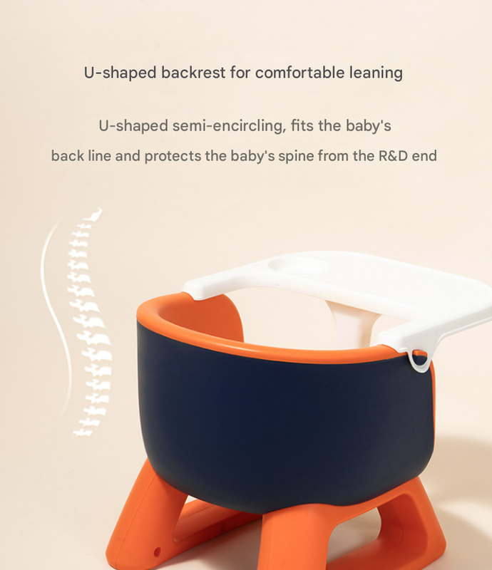 Grey Baby Floor Seat & Booster Dining Chair with Removable Tray - Safe, Stable & Fun Squeaky Cushion