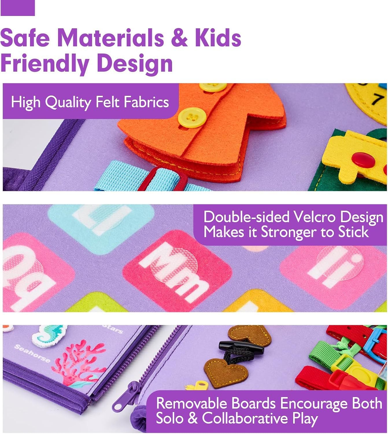 Pink Early Education Learning Board - Felt Activity Board for Toddlers