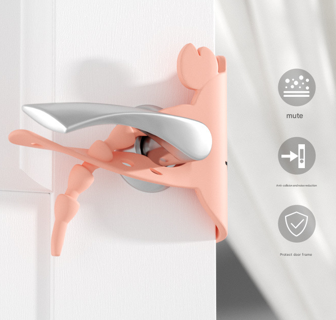 Grey (6-Pack) Cute Crab Door Slam Stopper Set- Silicone Anti-Pinch & Quiet Latch Guard